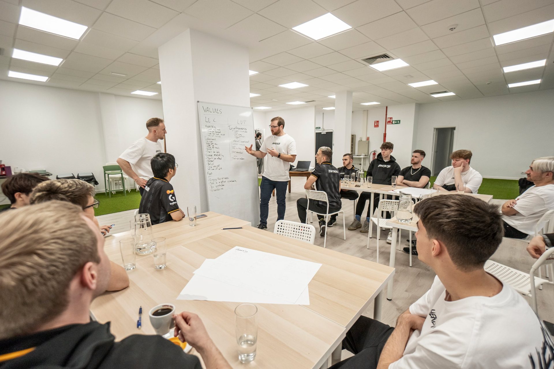 Adamas leading a values workshop with Team Heretics